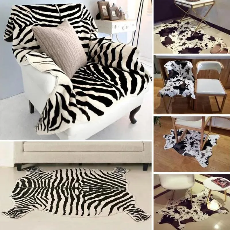 Carpets Creative Zebra/Cow 3D Printed Carpets for Living Room Antislip Cute Animal Throw Rugs Floor Mats Room Doormat Area Rug 201228