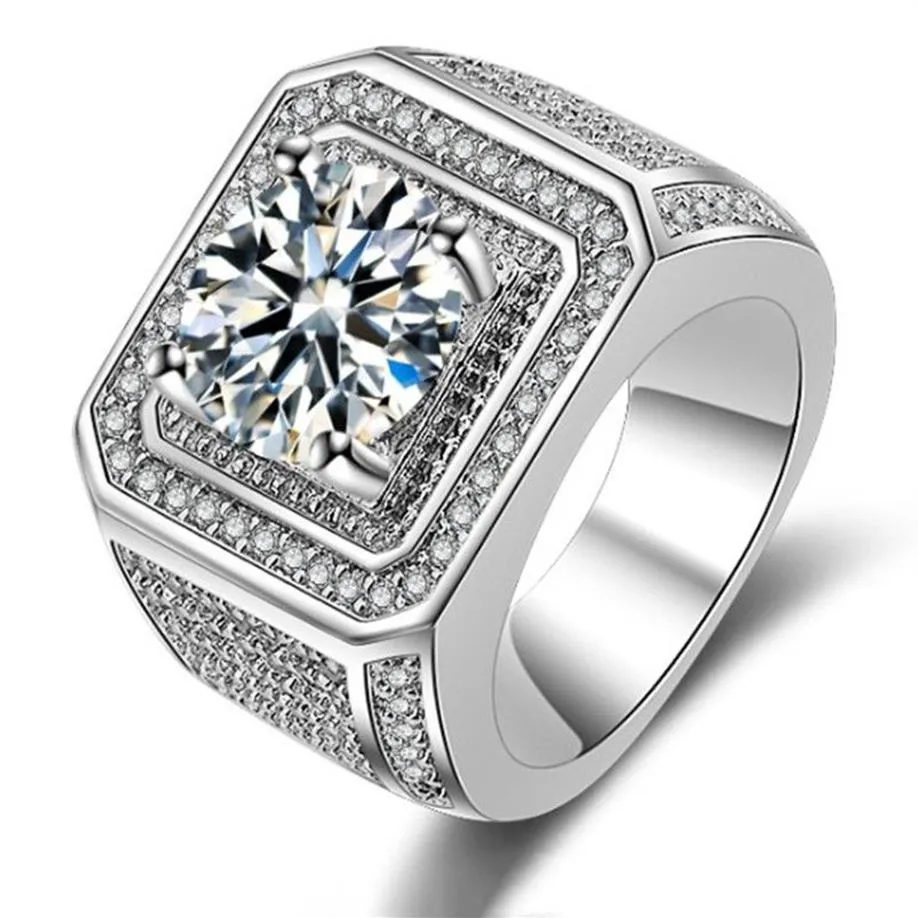 Hiphip full diamantringar för män kvinnors högkvalitativa fashaion hiphoptillbehör kryade ädelstenar 925 silver ring män ri2833