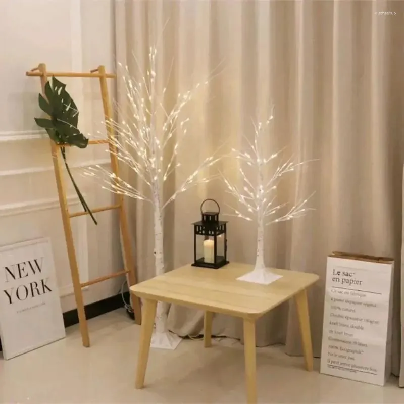 Gece Işıkları Noel Dekorasyon Led Birch Tree Yatak Odası Işık Peyzaj Aydınlık Yıl Diy Dekor Partisi Hediye