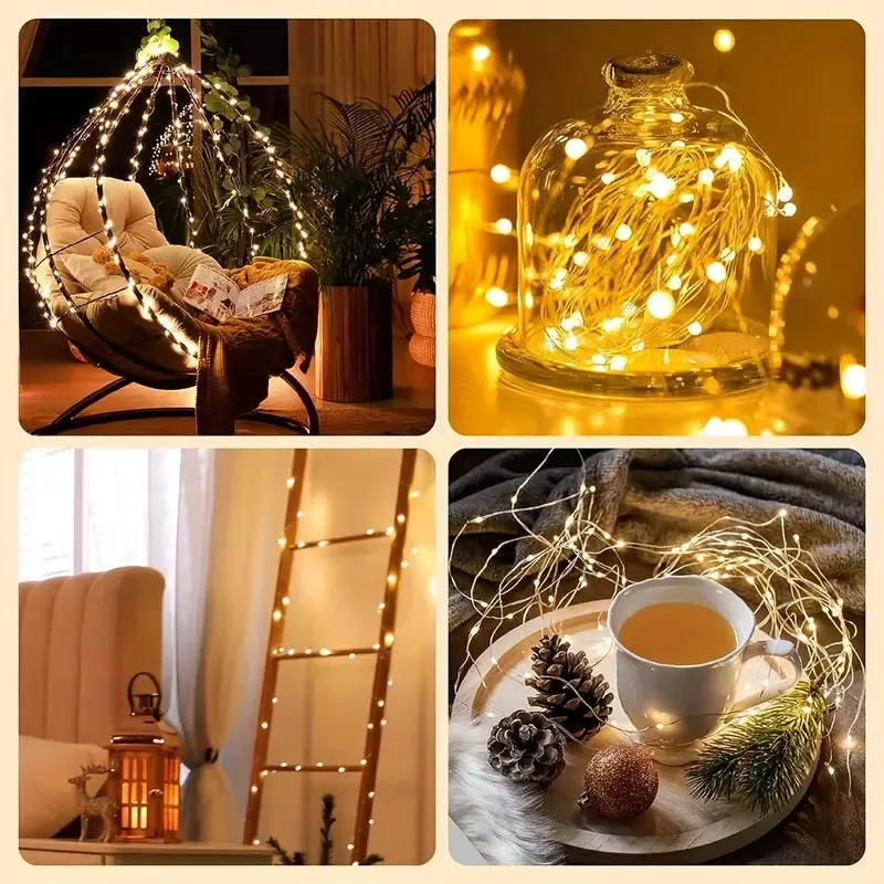 3M/118in LED Fairy Lights Battery Operated String Lights, Copper Wire String Lights, Mini Battery Powered LED Lights For Bedroom, Christmas, Parties, Wedding, Decoration.