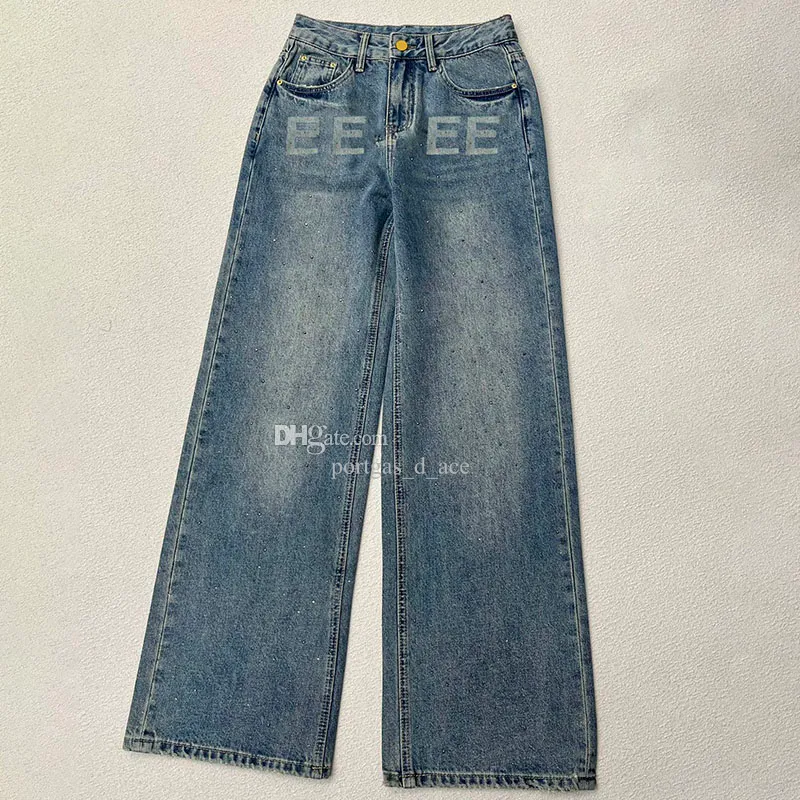 Raka kvinnor denim byxor jeans bokstäver front designer lyxiga jean byxor tillbaka midja pu läder lapptäcke jeans