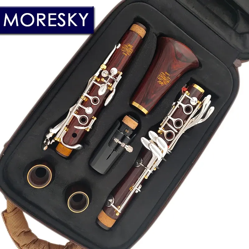Moresky Cocobolo Wood Professional Clarinet BB Redwood Silver Splated Keys Sib Klarnet Luna es