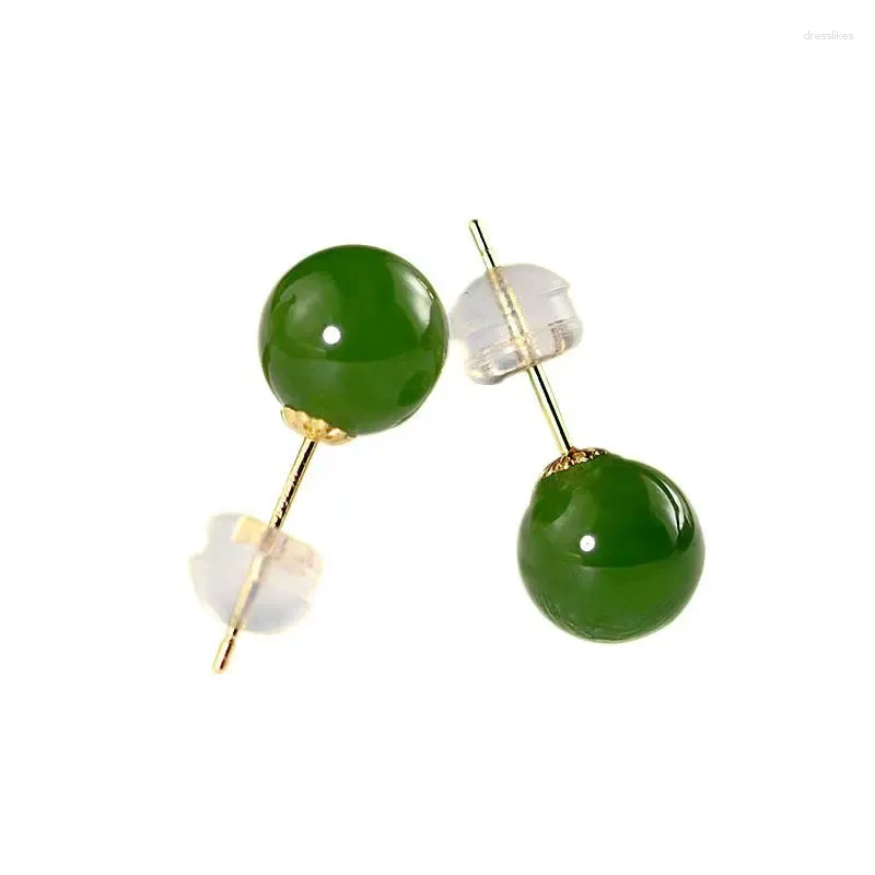 Stud Earrings RUIYI Real 18K Gold Natural Jasper Pure AU750 Earring Pins For Women Fine Jewelry Gift