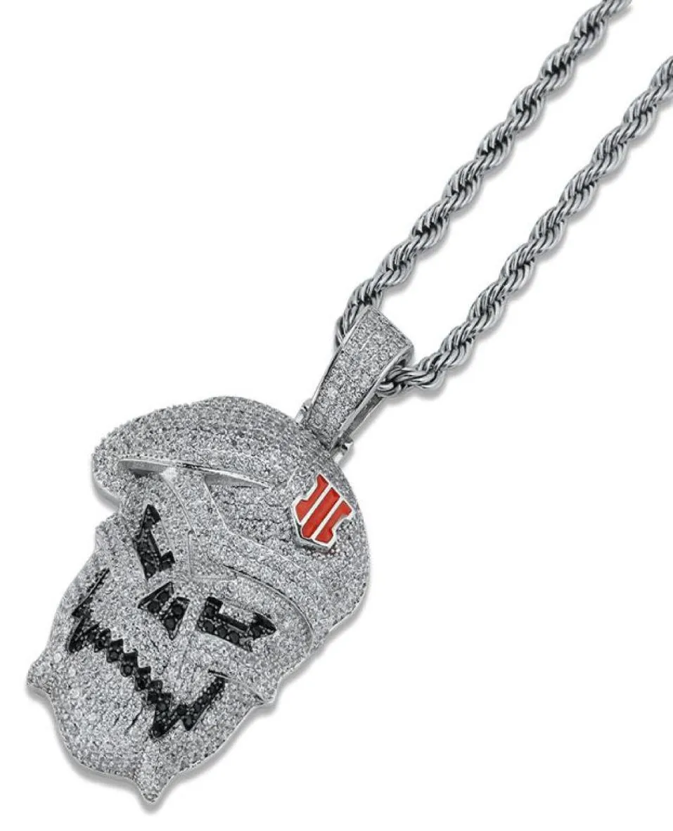 Hip Hop Jewelry Micro Pave Black Ops Skeleton Skull Pendant Necklaces Silver Cubic Zircon Iced Out Zircon Jewelry Male Gift9112749