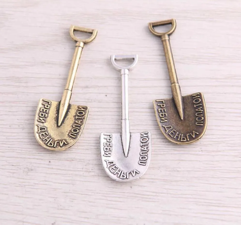 30st Vintage Charms Shovel Pendant Three Color Fit Armband Halsband Diy Metal Jewelry Making3043820