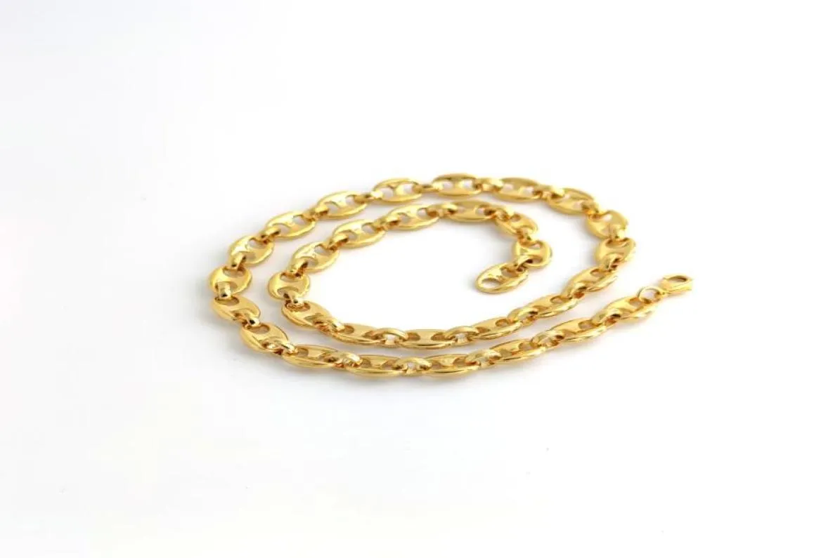 Men039s Solid 18 KT Yellow Gold Filled Sun Character Necklace Rings Link Chain 600mm 10mm Birthday Valentine Gift Valuable5053551