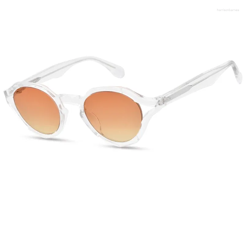 Gafas de sol Retro Style UV400 Blue Light Brown Frames Polygonal para hombres y mujeres
