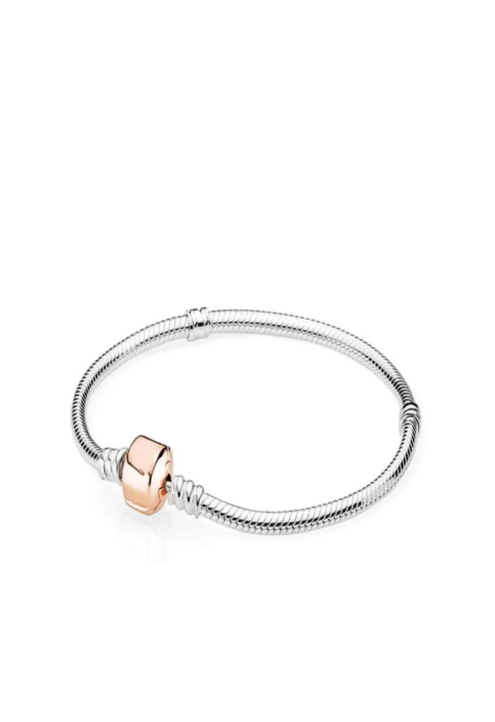 18K Roségold Clip klassisches ARMBAND-Set Originalbox für 925 Sterling Silber Ketten-Charm-Armbänder für Damen Herren9998532