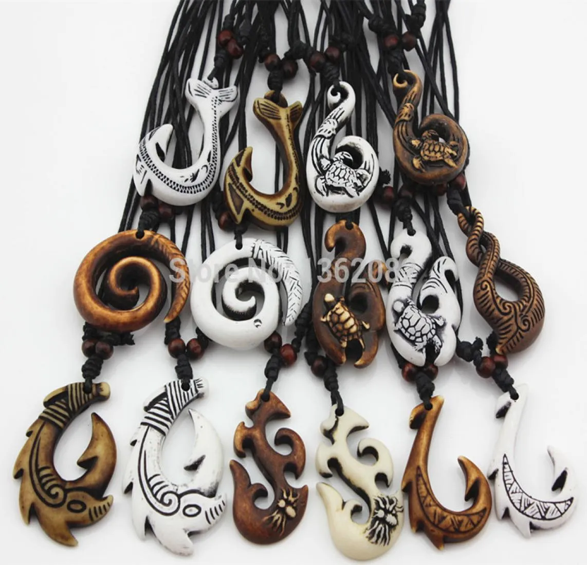 15 pçslot misto jóias havaianas imitação osso esculpido nz maori peixe gancho pingente colar gargantilha amuleto presente yn5424200115