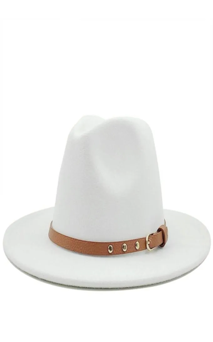 Chapeaux à large bord Femmes Hommes Laine Feutre Gland Jazz Fedora Panama Style Cowboy Trilby Fête Robe Formelle Chapeau Grande Taille Jaune Blanc a79690093