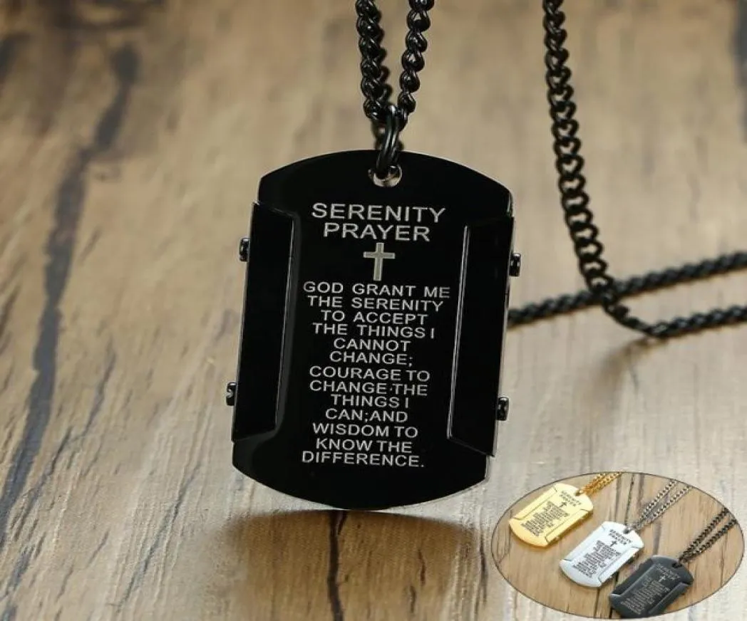 Vnox Serenity Prayer Dog Halsband för män Kvinnor Svart guld och färg rostfritt stål Colar Masculino 2010139859279