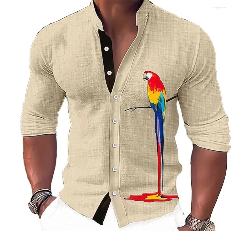 Men's Casual Shirts Tops Shirt Button Down Fitness Long Sleeve Mens Muscle Printed Slim Fit Brand Comfort Regular