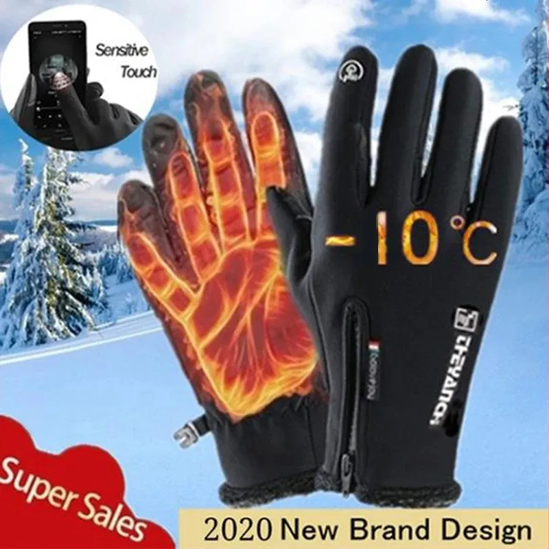Zimowe rękawiczki narciarskie zamek błyskawiczny na zewnątrz sport