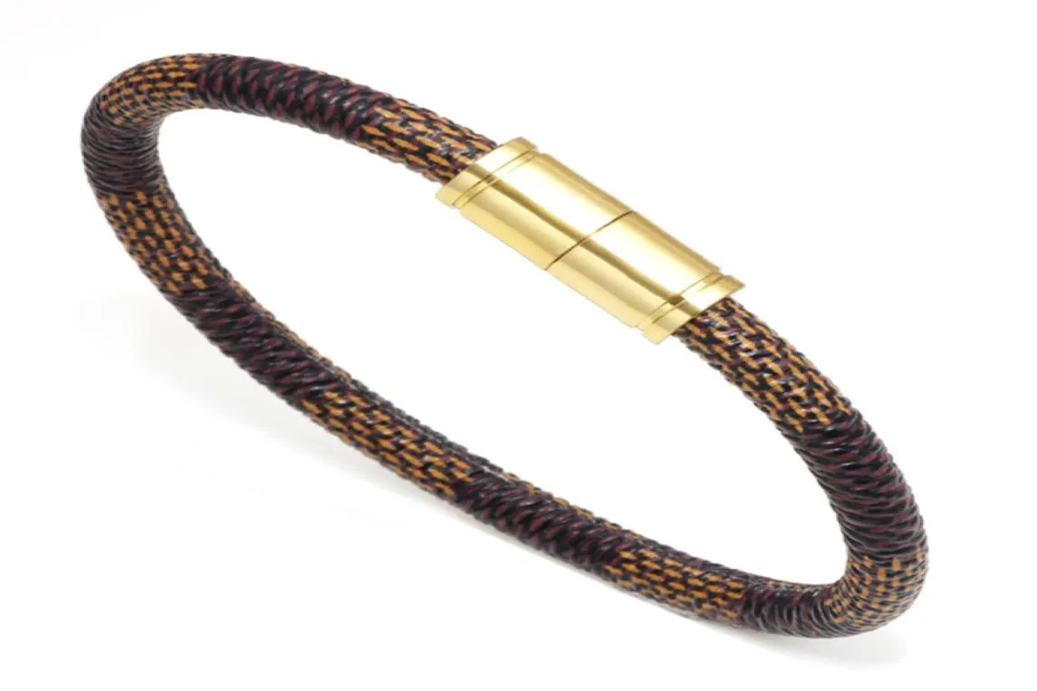 Donna Uomo Bracciale in pelle marrone Braccialetti di moda Gioielli unisex Fibbia2224846