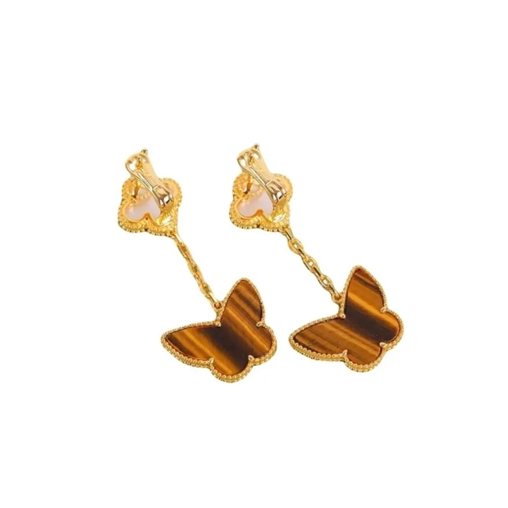 Vans Cleef – boucles d'oreilles de styliste pour femmes, breloque de qualité originale, nouveau, doré, argent pur, avec perles blanches, pendentif papillon