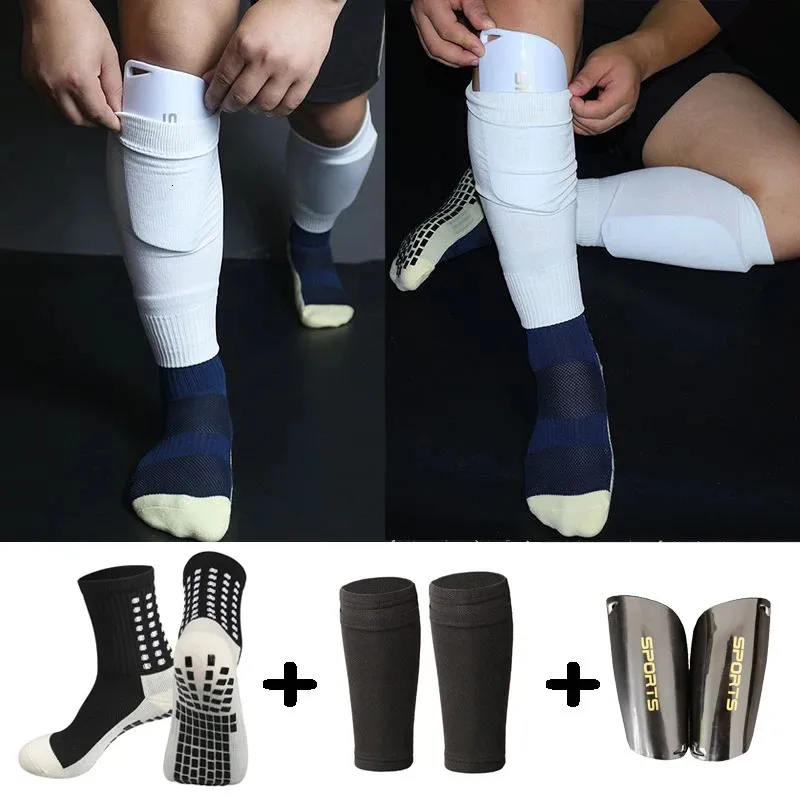 Set Football Shin Strażnik z kieszonkowymi praktycznymi rękawami nóg wsparcie dla dorosłych wsparcie przeciwpoślizgowe Calf Calf Process Soctor Berek 231225