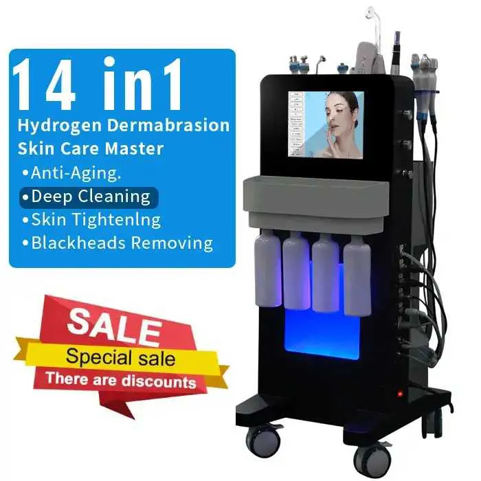 Good 14 in 1 Microdermabrasion Auqa Water Deep Cleaning RF Face Lift Skin care face Spa machine Tightening Beauty salon equipment