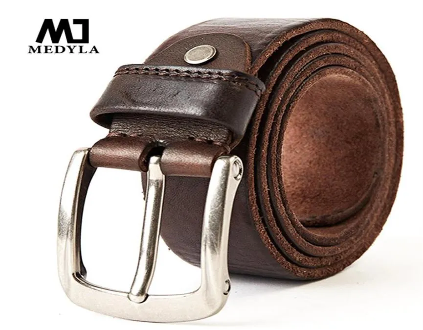 Medyla New Fashion Brand Buxury Leather Belts for Men Vintage Top Full Grain Leater Leather Strap for Cowboys Jeans Weistband Y193069066