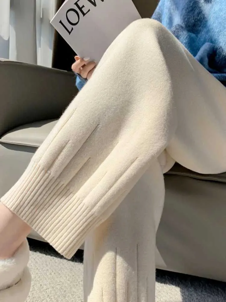 Women's Pants Capris Women Casual Harem Pants Loose Trousers For Women Knitted Pants Autumn Winter Solid Color Sweater Trousers With Pockets J231227