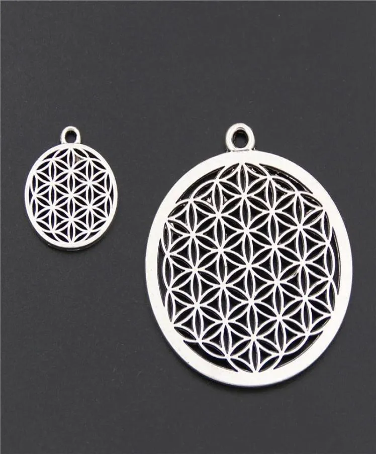 5st Silver Color Pendant Flower Of Life Circle Shaped Seed Sacred Geometry Craft DIY FUNDINGS6368841