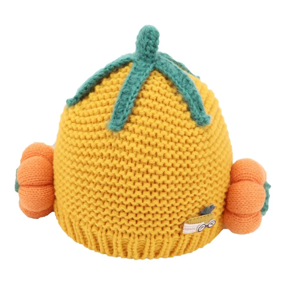 2020 baby hat autumn and winter baby wool cap 3 months2 years old 1 cute pumpkin boy girl child cap ear protectors9311603