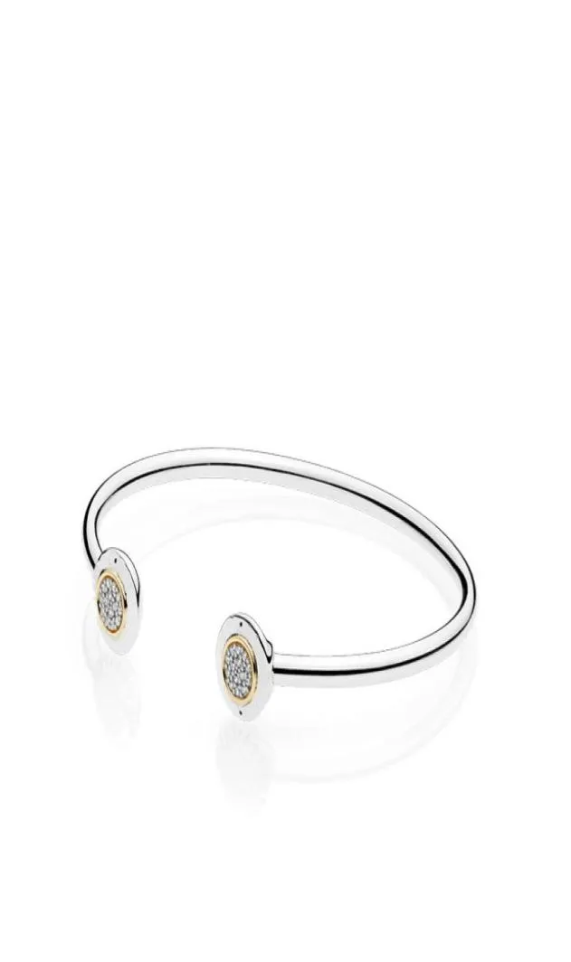 Autentico polsino in argento sterling 925 braccialetto in oro 18 carati per le donne Logo del marchio adatto perline braccialetto gioielli fai da te5438371