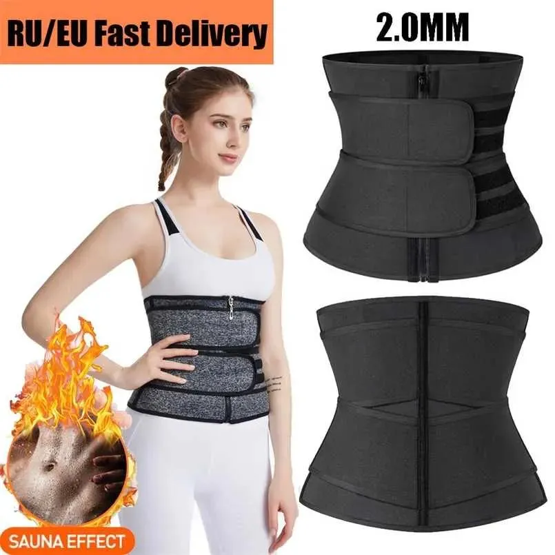 Shaper Women Shapewear midjetränare Shapers Neoprene Plus Size Body Slime Mante Reducing Tummy Sweat Workout Trimmer Belt Corset 211