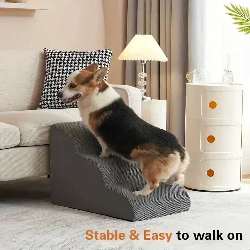 Gently Sloping Dog Steps Doggie Ramp Memory Foam Wave Sofa NonSlip Safety Stairs for Young and Older Dogs 231225