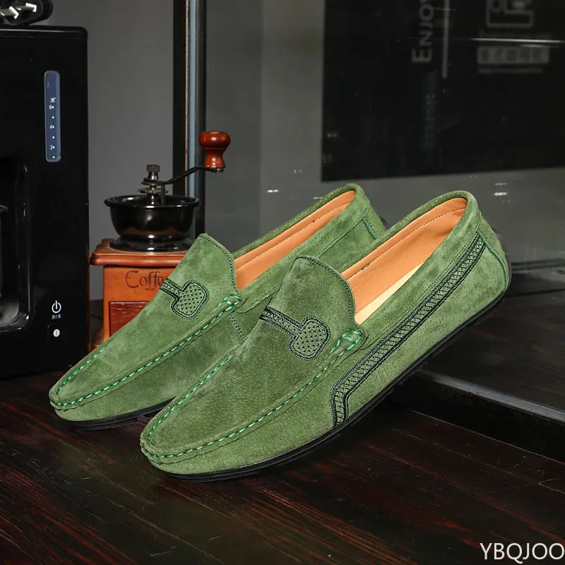 Véritable cuir hommes mocassins Zapatos De Hombre robes formelles hommes chaussures affaires décontracté vert Orange mocassin baskets appartements 231226