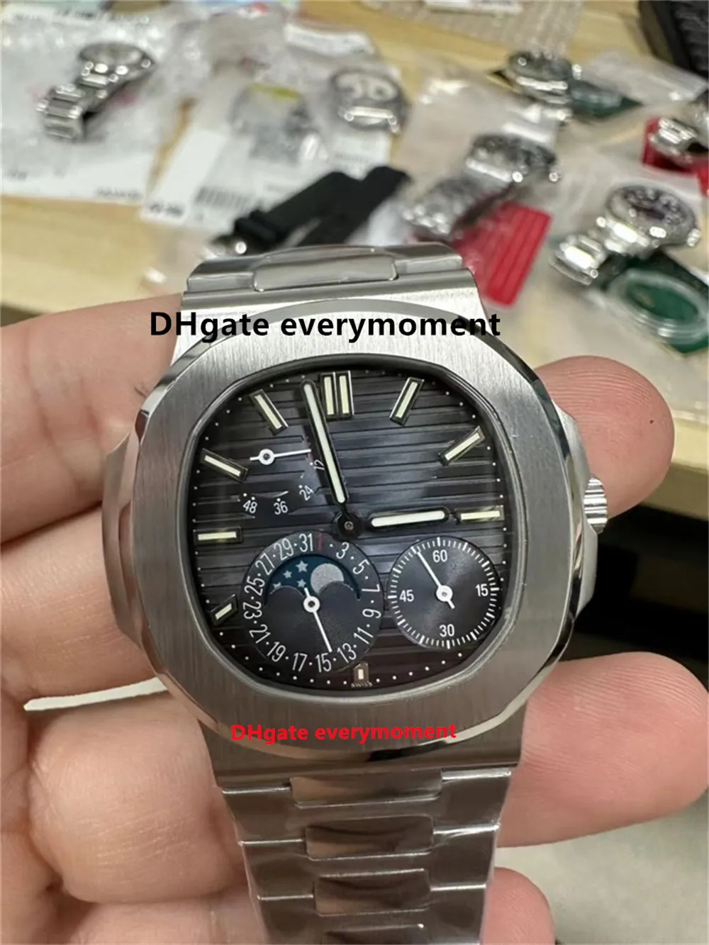 Orologi da uomo di lusso 5712 40mm cal.240 orologio meccanico automatico 316L GR fabbrica zaffiro luminoso subacqueo in acciaio inossidabile lunare Orologi da polso-1