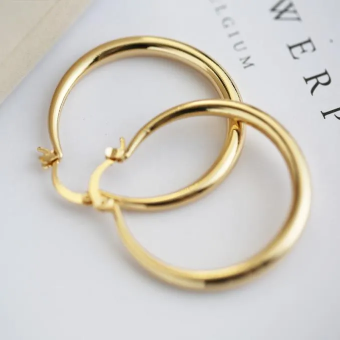 U7 Big Earrings New Trendy Stainless Steel18K Real Gold Plated Fashion Jewelry Round Large Size Hoop Earrings for Women7893094