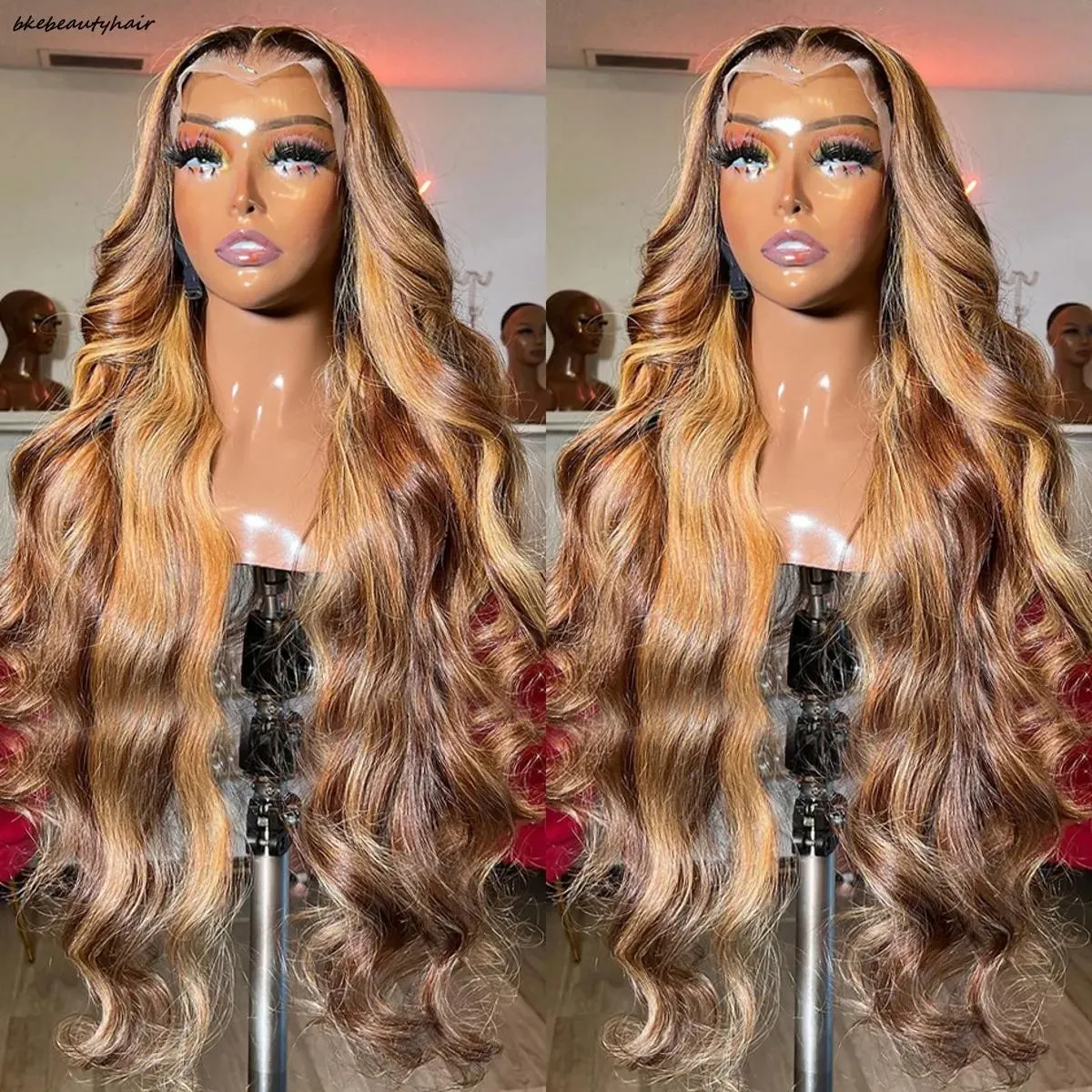 Peruki Podświetl perukę ludzkie włosy 13x4 koronkowe peruki czołowe peruki ludzkie włosy dla kobiet 30 -calowe miód blondyn