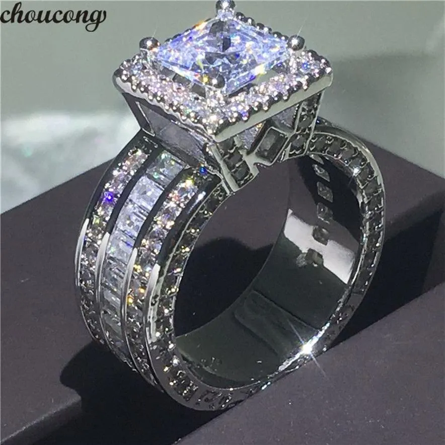 choucong Vintage Court Ring 925 Sterling Silber Princess Cut 5A CZ Stein Verlobung Ehering Ringe für Frauen Schmuck Geschenk2782