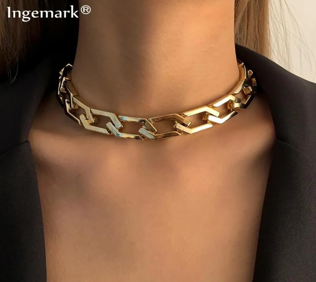 Kedjor akrylkedja halsband bohemisk sommar u länk choker hänge för kvinnor chunky tjock kubansk trottoark smycken gåva 20211609085