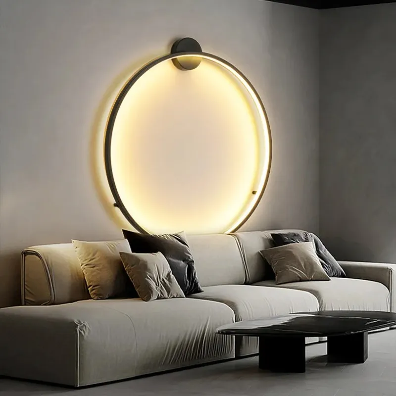 Indoor Wall Light Round Gold Copper Living Room Creative Moon Concept Solar Eclipse Wall Lamp Nordic Aisle Stairs Bedroom Bedside Sconces Hallway Corridor Lighting