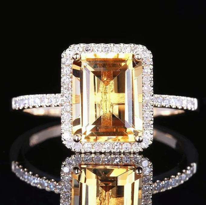 Vous êtes unique au monde Bagues solitaires exquises Plaqué platine 14 carats Exagération jaune Bling Bling Femmes Bague brillante Jewel8239849