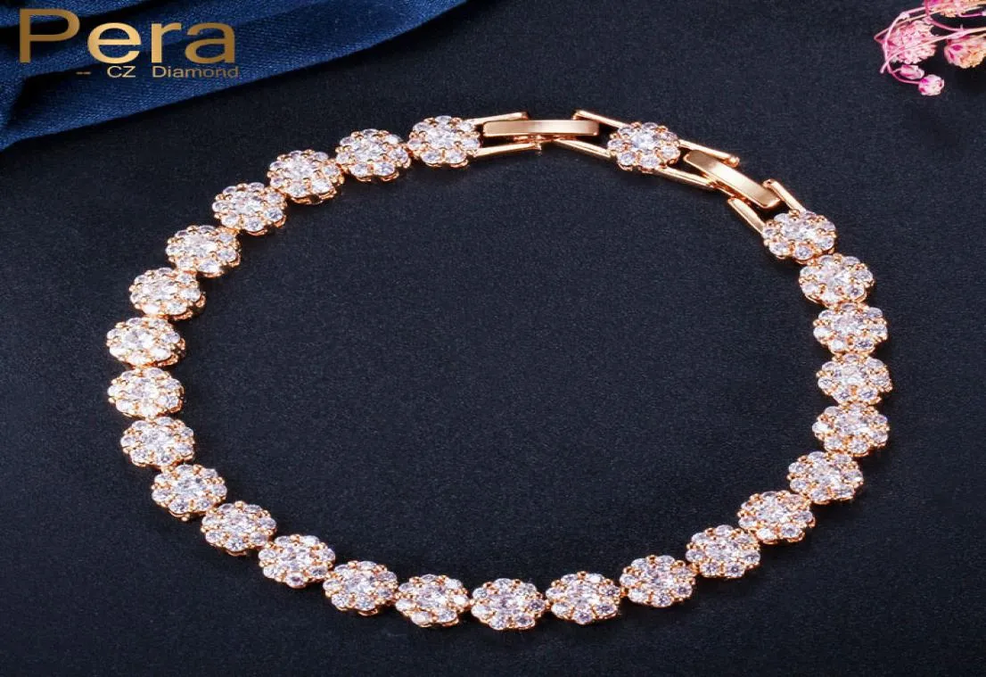 Pera Sparkling Cubic Zirconia Yellow Gold Color Big Round Cut Lovely Forme Armband For Women Prom Party Jewelry Gift B1535790220