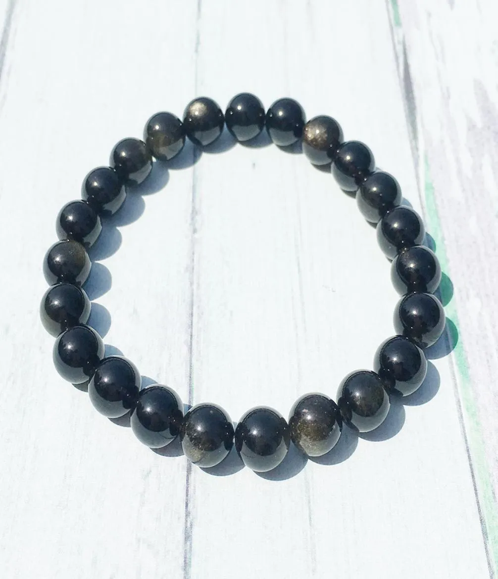 MG0392 A Grade Natural Golden Obsidian Bracelet Healing Balance Meditation Bracelet Stress Relief Gift Whole5414034