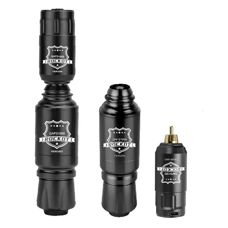 Mini Machine à tatouer fusée, 2 pièces, alimentation sans fil, Interface RCA, Kit de stylo rotatif 231225