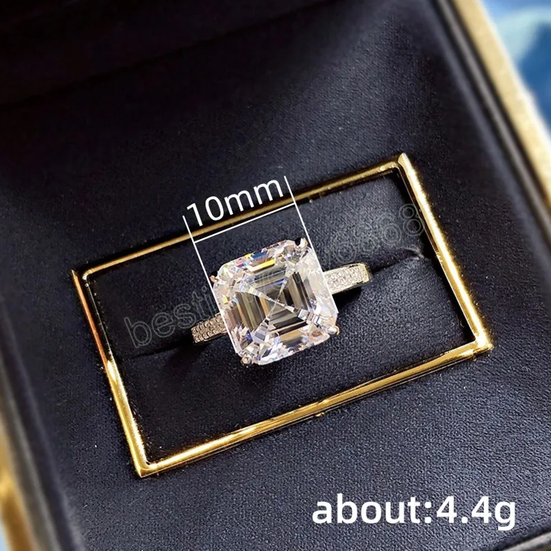 Simple And Classic Wedding Ring For Women Luxury Crystal Square Cubic Zirconia Engagement Bands Eternity Jewelry