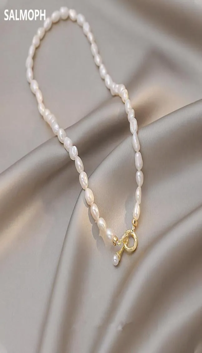 チョーカーバロック天然淡水真珠のネックレス女性のための気質契約鎖骨チェーンファッションエレガントなジュエリーギフト5901335