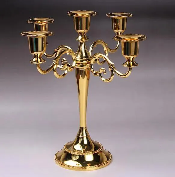 Suportes novos castiçais de metal 5 braços/3 braços suporte de vela decoração de casamento candelabros peça central castiçal prata/ouro kd1