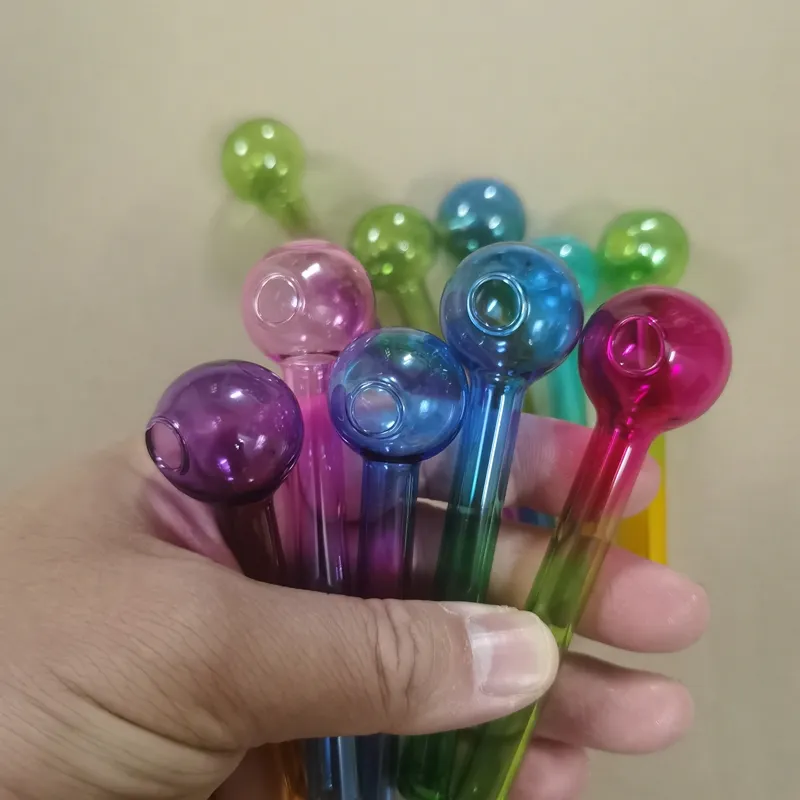 4 Inch Colorful Pyrex Glass Oil Burner Pipe 10cm 25mm ball Tube Burning Great tubes Nail tips Hand Pipe Smoking Pipes