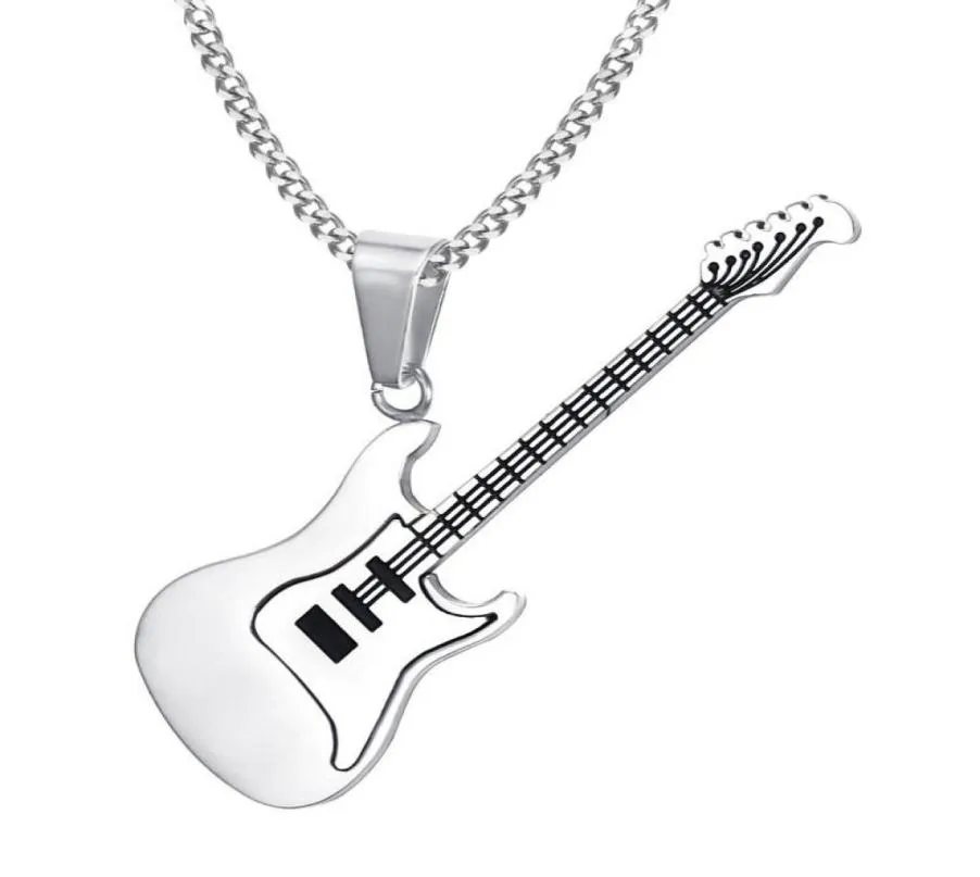 Pendentif Colliers KURSHUNI Collier de guitare à la mode 24 pouces chaîne en acier inoxydable Punk Rock musique Fine fête bijoux année cadeau pour Ma7988745