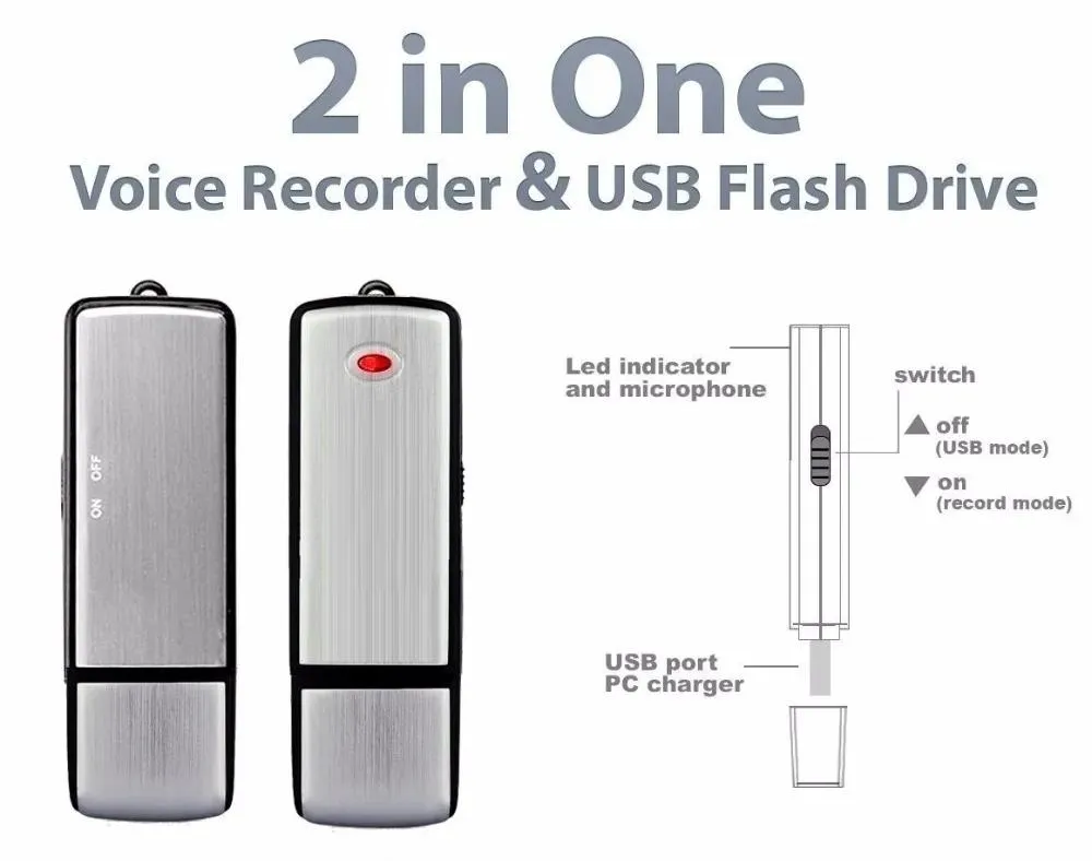 Recorder Mini One usb flash Recorder Dictaphone 8GB 2 in 1 Pen Digital audio Recording, UDisk sound Record for Meeting