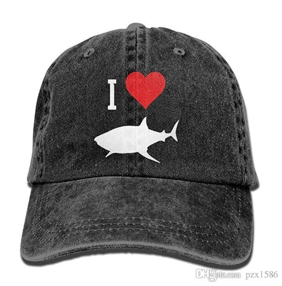 Pzx Бейсболка для мужчин и женщин I Love Sharks Мужская хлопковая регулируемая джинсовая кепка Многоцветная опционально5253414