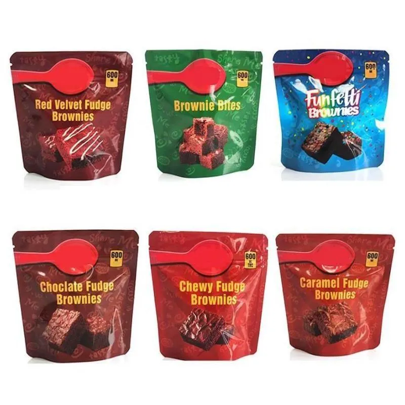 doordrenkt Brownies verpakking zakken 600mg taart leeg taai funfetti fudge chocolade snack hapjes rood fluwelen zakje Faafm Djcru