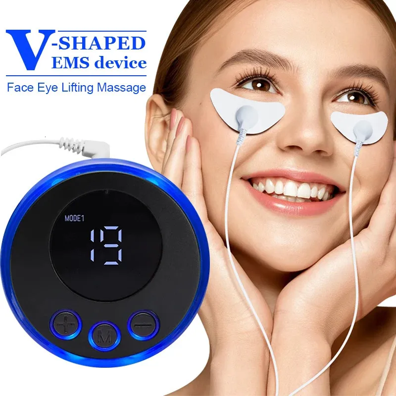 EMS Masajeador Estimulador muscular facial Levantamiento de la piel Apriete el pulso Eléctrico V-Face Slim Eye Beauty Removedor de arrugas 231225