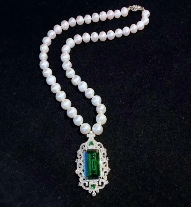 Collier de perles d'eau douce blanches naturelles, pendentif en zircon, accessoires à la mode, 45cm, 89mm, 4760009