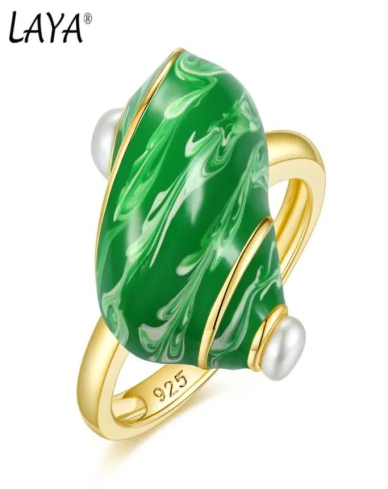 Laya Silver Conch Band Pierścień dla kobiet 925 Sterling Srebrny Prosta konstrukcja Kolorowa oryginalna biżuteria ręcznie robiona szkliwo 2022 Trend76731766